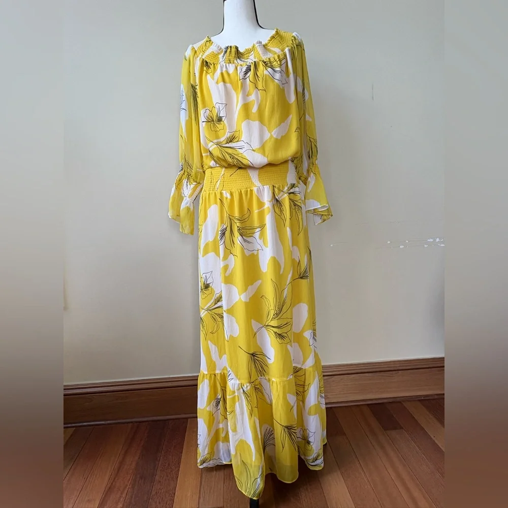 NWOT - Chico's - Yellow and White Floral Maxi Dress - SIZE 14 - Picture 2 of 16